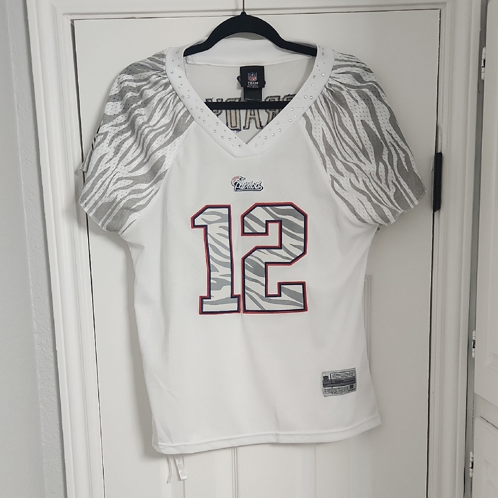 Tom Brady Patriots Reebok White and Navy NFL Jersey